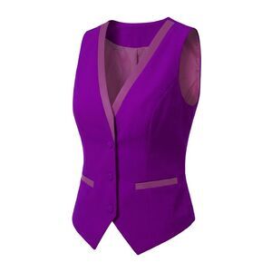 Velvet Suit Waistcoat Retro Sleeveless Steampunk Blazer Dressy Vest Purple